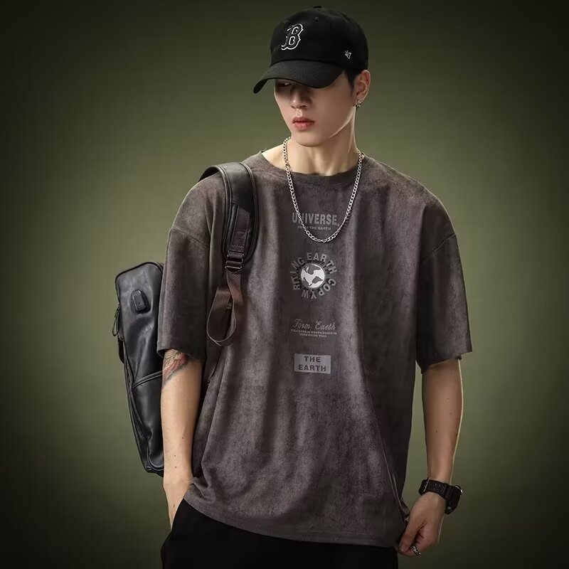 American-style Heavy Short-sleeved T-shirt Men's Summer High Sense