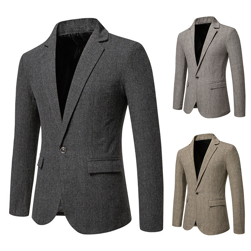 European Size Men's Fashion Woolen Casual Small Suit Coat