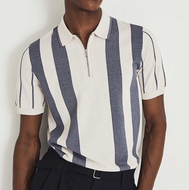 Printing Lapel Short Sleeve Pullover Leisure Men's T-shirt