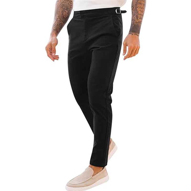 Men's Slim Fit Casual Fashion Street Stretch Twill Mid Waist Pencil Pants