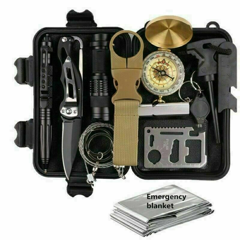 14-In-1 Outdoor Emergency Survival Kit Camping Hiking Tactical Gear ...